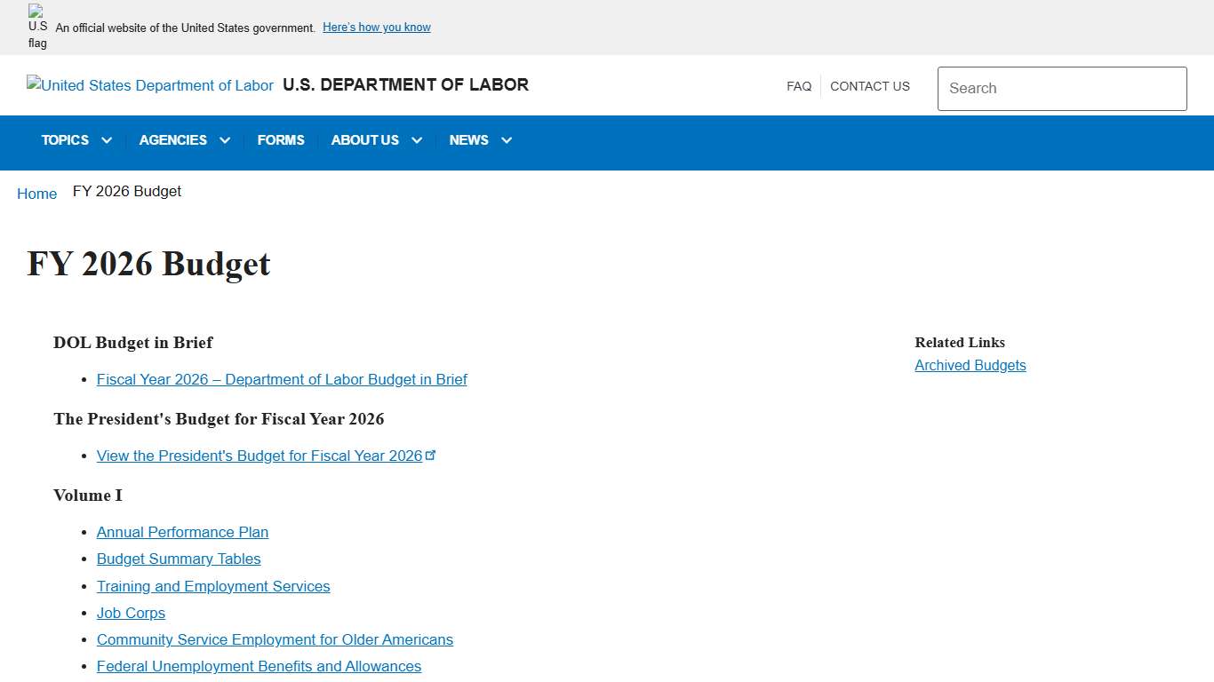 FY 2026 Budget | U.S. Department of Labor
